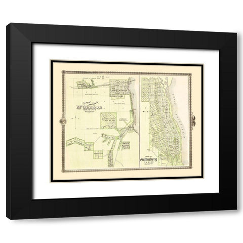 Mcgregor, Guttenberg Iowa Landowner - Andreas 1874 Black Modern Wood Framed Art Print with Double Matting by Andreas