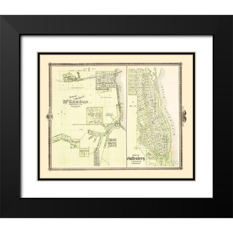 Mcgregor, Guttenberg Iowa Landowner - Andreas 1874 Black Modern Wood Framed Art Print with Double Matting by Andreas