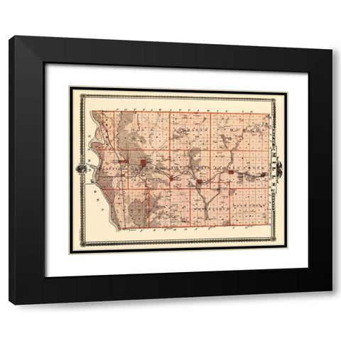 Mills Iowa - Shober 1875 Black Modern Wood Framed Art Print with Double Matting by Shober