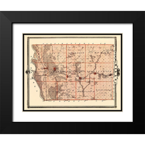 Mills Iowa - Shober 1875 Black Modern Wood Framed Art Print with Double Matting by Shober