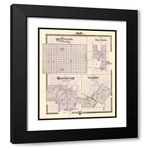 Osage, West Union, Webster City, Clermont Iowa Black Modern Wood Framed Art Print with Double Matting by Andreas