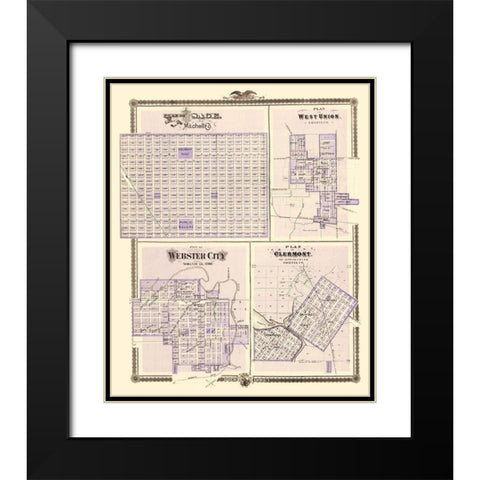 Osage, West Union, Webster City, Clermont Iowa Black Modern Wood Framed Art Print with Double Matting by Andreas