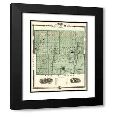 Page Iowa Landowner - Andreas 1874 Black Modern Wood Framed Art Print with Double Matting by Andreas