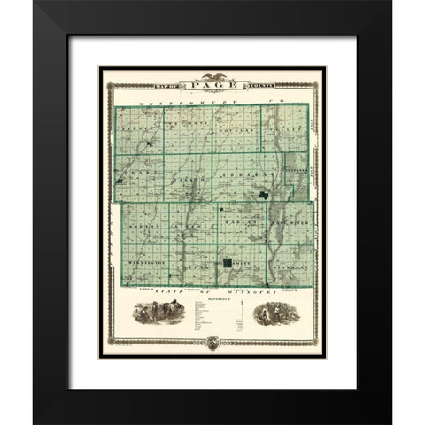 Page Iowa Landowner - Andreas 1874 Black Modern Wood Framed Art Print with Double Matting by Andreas