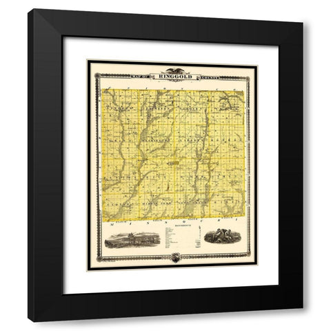 Ringgold Iowa Landowner - Andreas 1875 Black Modern Wood Framed Art Print with Double Matting by Andreas