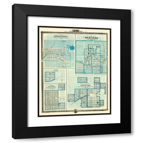 Shenandoah, Bedford, Avery, Afton, Creston Iowa Black Modern Wood Framed Art Print with Double Matting by Andreas