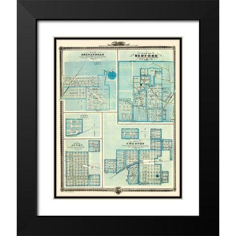 Shenandoah, Bedford, Avery, Afton, Creston Iowa Black Modern Wood Framed Art Print with Double Matting by Andreas