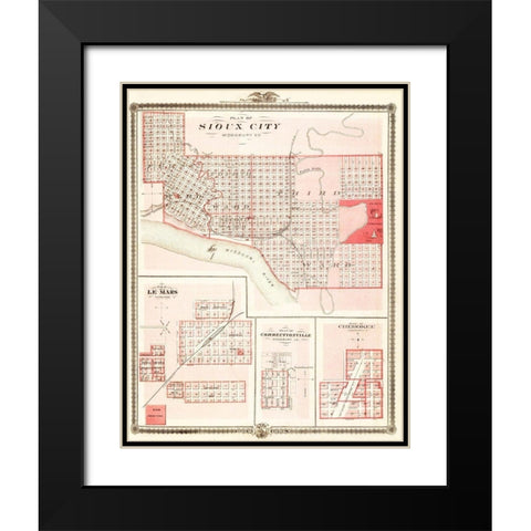 Sioux City, Le Mars Iowa - Andreas 1875 Black Modern Wood Framed Art Print with Double Matting by Andreas