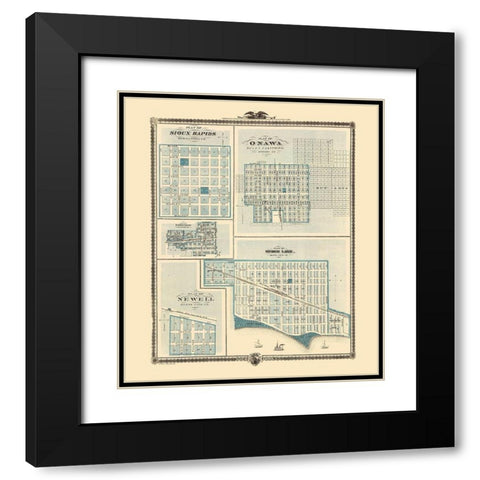 Sioux Rapids, Onawa, Earlville, Storm Lake, Newell Black Modern Wood Framed Art Print with Double Matting by Andreas