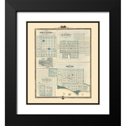 Sioux Rapids, Onawa, Earlville, Storm Lake, Newell Black Modern Wood Framed Art Print with Double Matting by Andreas