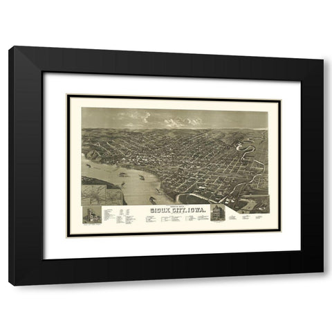 Sioux City Iowa - Wellge 1888 Black Modern Wood Framed Art Print with Double Matting by Wellge