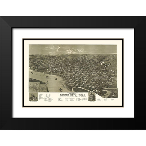 Sioux City Iowa - Wellge 1888 Black Modern Wood Framed Art Print with Double Matting by Wellge