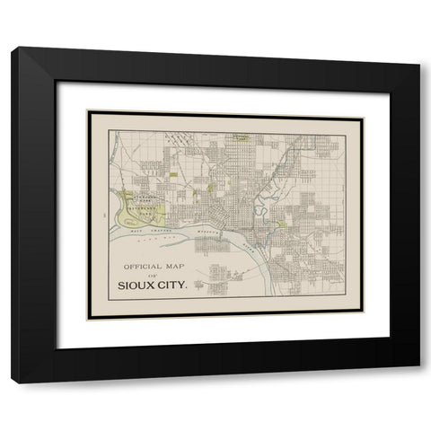 Sioux City Iowa - Cram 1892 Black Modern Wood Framed Art Print with Double Matting by Cram