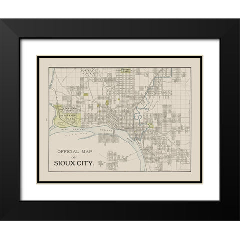 Sioux City Iowa - Cram 1892 Black Modern Wood Framed Art Print with Double Matting by Cram