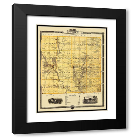 Story Iowa Landowner - Shober 1875 Black Modern Wood Framed Art Print with Double Matting by Shober