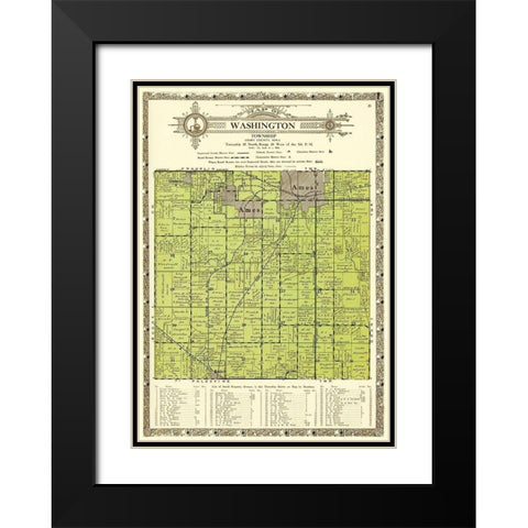 Washington Iowa Landowner - Kenyon 1926 Black Modern Wood Framed Art Print with Double Matting by Kenyon