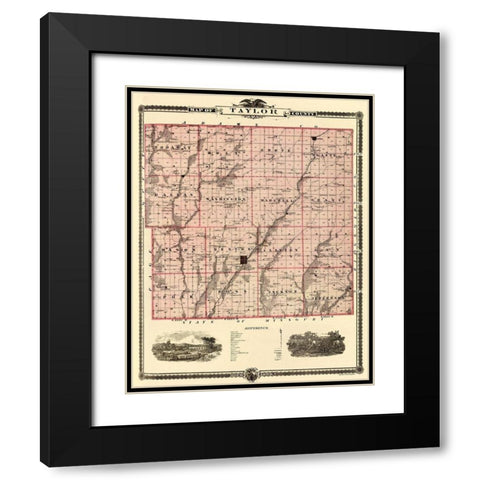 Taylor Iowa Landowner - Andreas 1875 Black Modern Wood Framed Art Print with Double Matting by Andreas