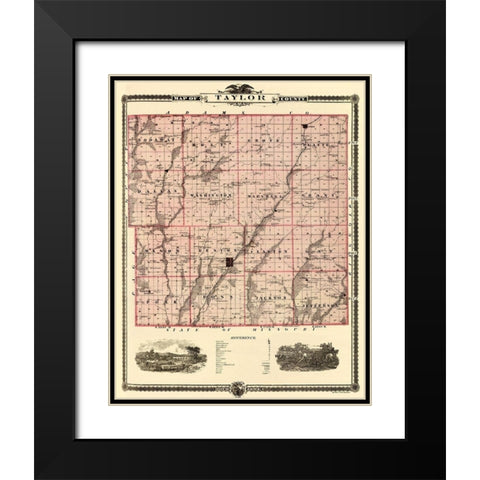 Taylor Iowa Landowner - Andreas 1875 Black Modern Wood Framed Art Print with Double Matting by Andreas