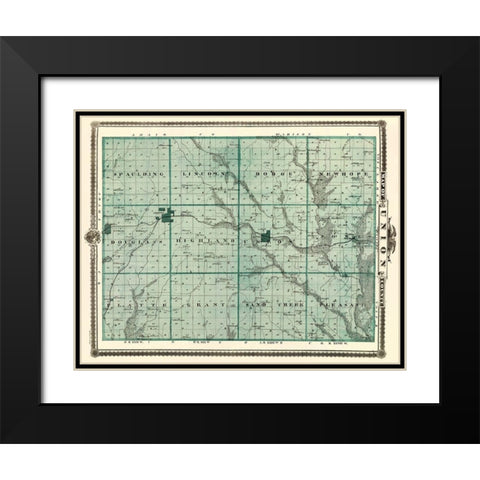 Union Iowa Landowner - Andreas 1874 Black Modern Wood Framed Art Print with Double Matting by Andreas