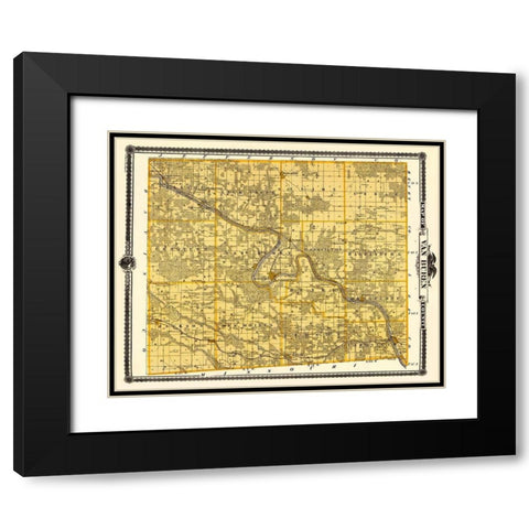 Van Buren Iowa Landowner - Andreas 1875 Black Modern Wood Framed Art Print with Double Matting by Andreas