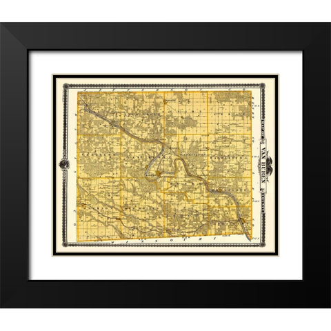 Van Buren Iowa Landowner - Andreas 1875 Black Modern Wood Framed Art Print with Double Matting by Andreas