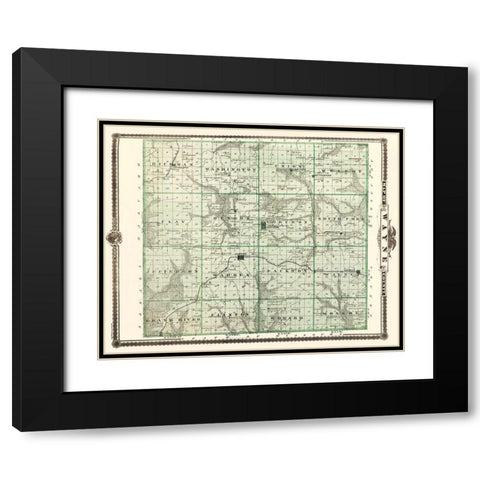 Wayne Iowa Landowner - Andreas 1875 Black Modern Wood Framed Art Print with Double Matting by Andreas