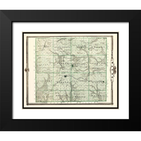 Wayne Iowa Landowner - Andreas 1875 Black Modern Wood Framed Art Print with Double Matting by Andreas