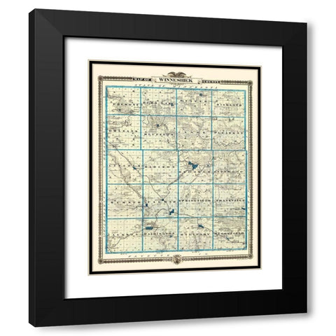 Winneshiek Iowa Landowner - Andreas 1874 Black Modern Wood Framed Art Print with Double Matting by Andreas