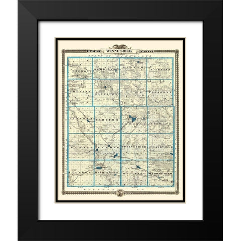 Winneshiek Iowa Landowner - Andreas 1874 Black Modern Wood Framed Art Print with Double Matting by Andreas