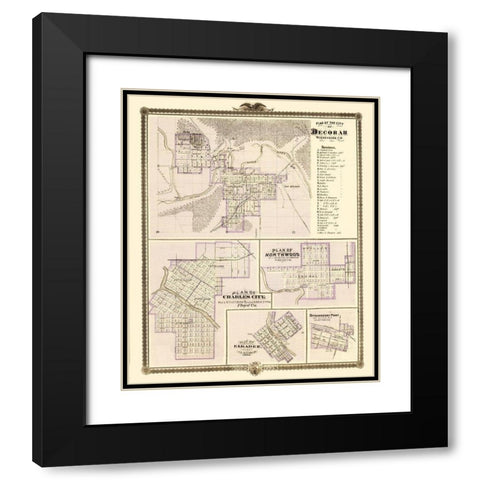Decorah, Northwood, Charles City Iowa Black Modern Wood Framed Art Print with Double Matting by Andreas