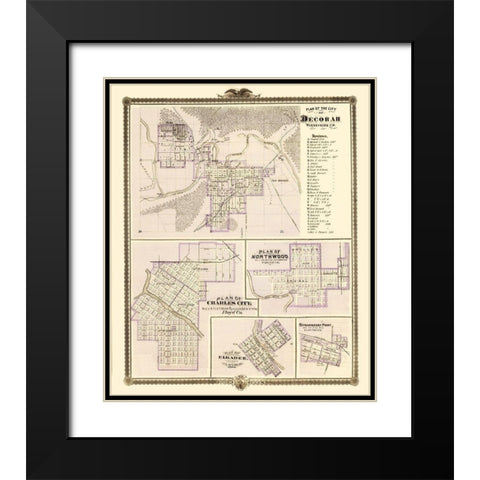 Decorah, Northwood, Charles City Iowa Black Modern Wood Framed Art Print with Double Matting by Andreas
