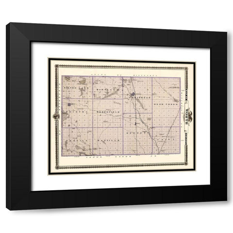 Worth Iowa Landowner - Andreas 1874 Black Modern Wood Framed Art Print with Double Matting by Andreas