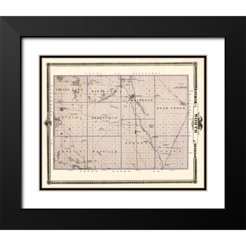 Worth Iowa Landowner - Andreas 1874 Black Modern Wood Framed Art Print with Double Matting by Andreas
