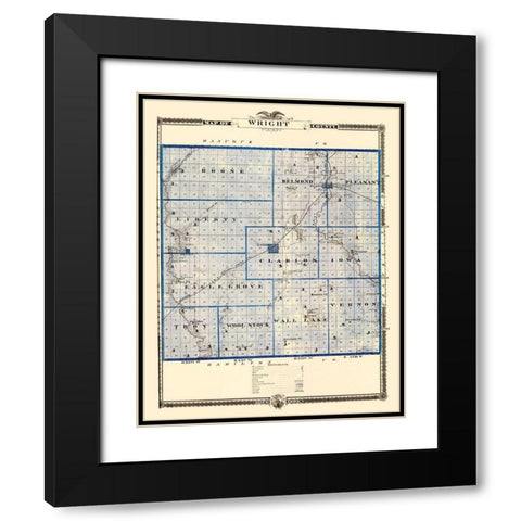 Wright Iowa Landowner - Andreas 1874 Black Modern Wood Framed Art Print with Double Matting by Andreas