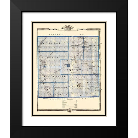 Wright Iowa Landowner - Andreas 1874 Black Modern Wood Framed Art Print with Double Matting by Andreas