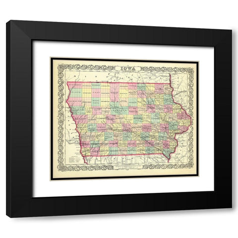 Iowa - Colton 1856 Black Modern Wood Framed Art Print with Double Matting by Colton