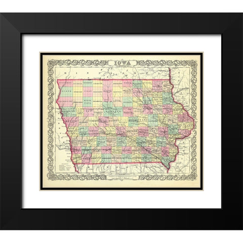 Iowa - Colton 1856 Black Modern Wood Framed Art Print with Double Matting by Colton