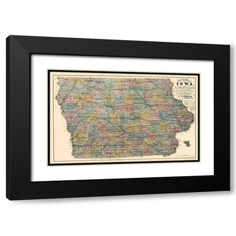 Iowa - Andreas 1875 Black Modern Wood Framed Art Print with Double Matting by Andreas