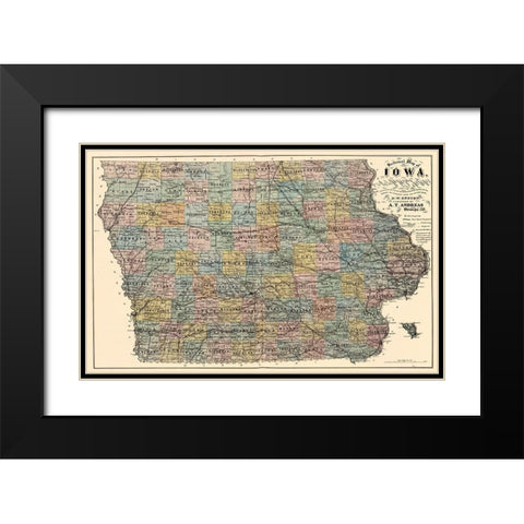 Iowa - Andreas 1875 Black Modern Wood Framed Art Print with Double Matting by Andreas
