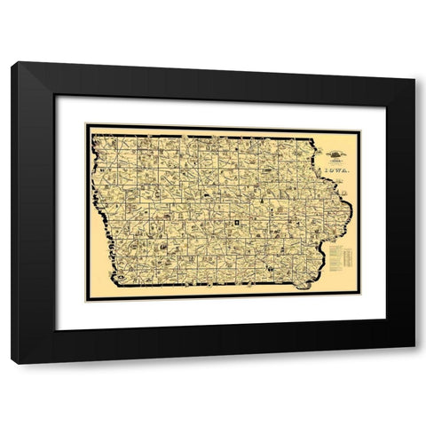 Iowa Railroad Routes - McEwen 1897 Black Modern Wood Framed Art Print with Double Matting by McEwen