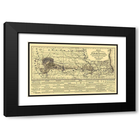 Iowa Railroad Land Company - Colton 1871 Black Modern Wood Framed Art Print with Double Matting by Colton