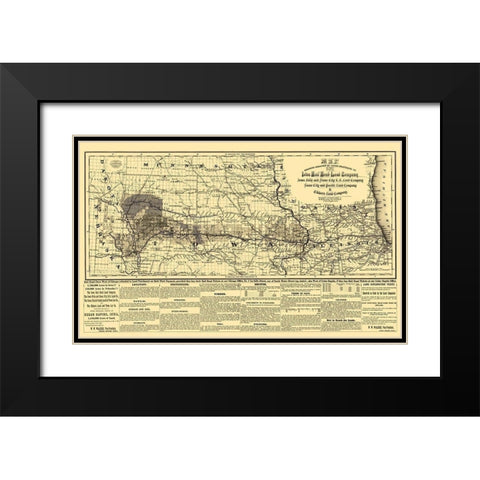 Iowa Railroad Land Company - Colton 1871 Black Modern Wood Framed Art Print with Double Matting by Colton