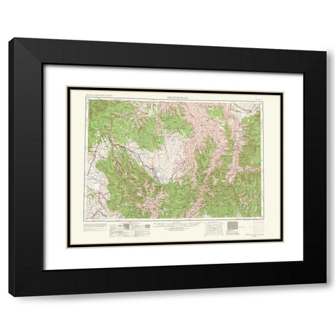 Grangeville Idaho Washington Oregon Quad Black Modern Wood Framed Art Print with Double Matting by USGS