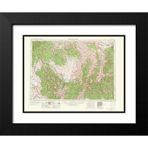 Grangeville Idaho Washington Oregon Quad Black Modern Wood Framed Art Print with Double Matting by USGS