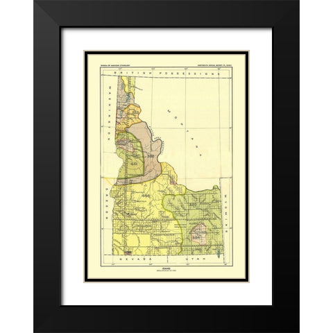 Idaho - Hoen 1896 Black Modern Wood Framed Art Print with Double Matting by Hoen