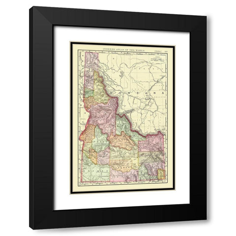 Idaho from Indexed World Atlas - Rand McNally 1897 Black Modern Wood Framed Art Print with Double Matting by Rand McNally