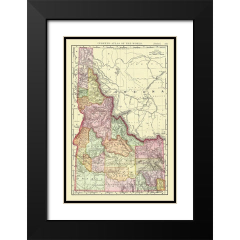 Idaho from Indexed World Atlas - Rand McNally 1897 Black Modern Wood Framed Art Print with Double Matting by Rand McNally
