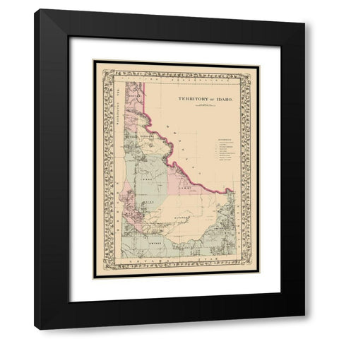 Idaho Territory - Mitchell 1881 Black Modern Wood Framed Art Print with Double Matting by Mitchell