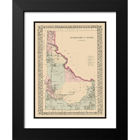 Idaho Territory - Mitchell 1881 Black Modern Wood Framed Art Print with Double Matting by Mitchell