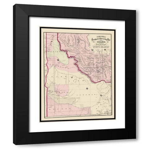 Idaho - Cram 1875 Black Modern Wood Framed Art Print with Double Matting by Cram